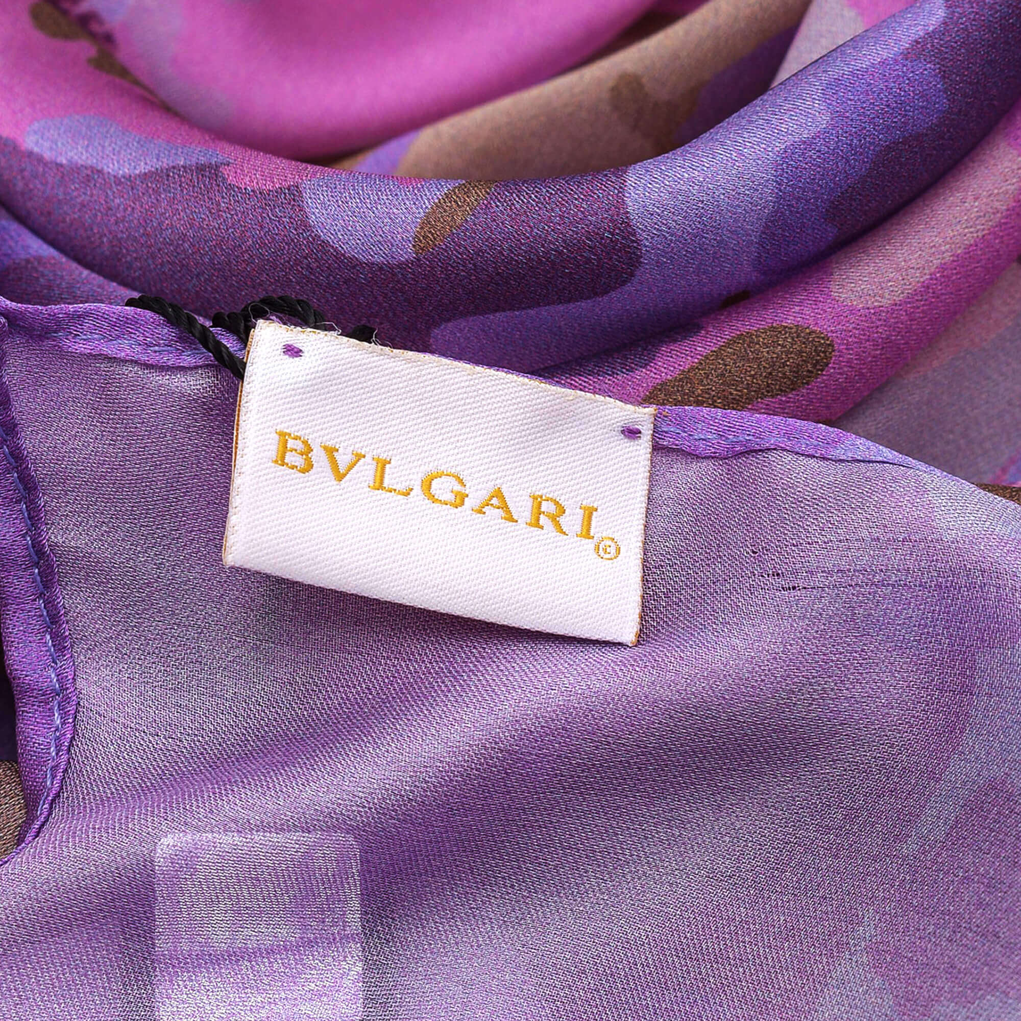 Bvlgari - Purple Silk Floral Print Shawl